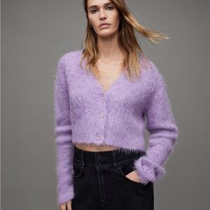 All Saints Lavender Mohair Cardigan